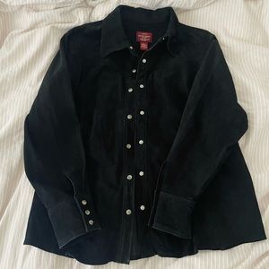 Seattle Suede Black Leather Jacket, Size XL, $98
